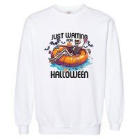 Just Waiting For Halloween Skeleton Funny Garment-Dyed Sweatshirt