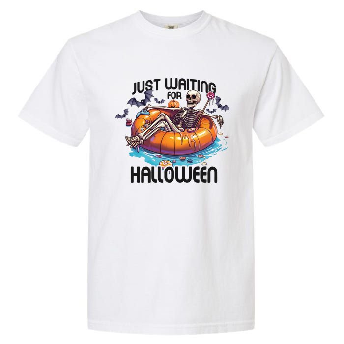 Just Waiting For Halloween Skeleton Funny Garment-Dyed Heavyweight T-Shirt