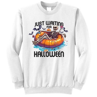 Just Waiting For Halloween Skeleton Funny Sweatshirt