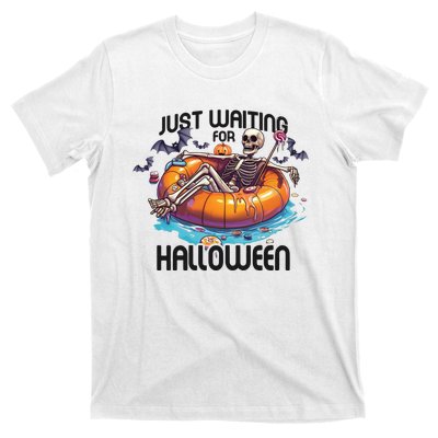 Just Waiting For Halloween Skeleton Funny T-Shirt