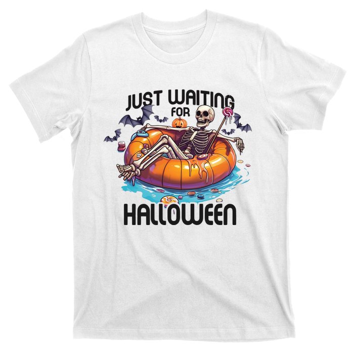 Just Waiting For Halloween Skeleton Funny T-Shirt