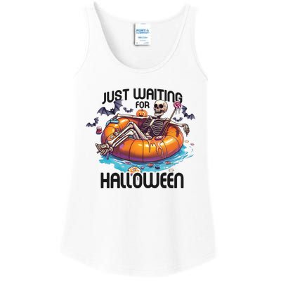 Just Waiting For Halloween Skeleton Funny Ladies Essential Tank