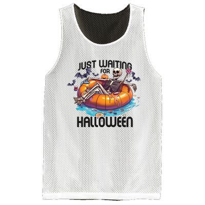 Just Waiting For Halloween Skeleton Funny Mesh Reversible Basketball Jersey Tank