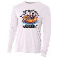 Just Waiting For Halloween Skeleton Funny Cooling Performance Long Sleeve Crew