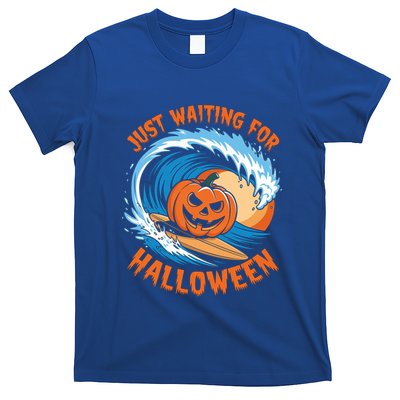 Just Waiting For Halloween Summer Spooky Pumpkin Funny Gift T-Shirt