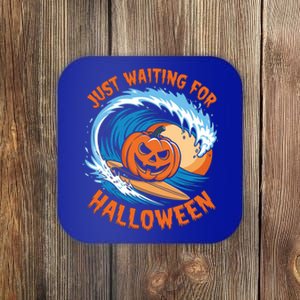 Just Waiting For Halloween Summer Spooky Pumpkin Funny Gift Coaster