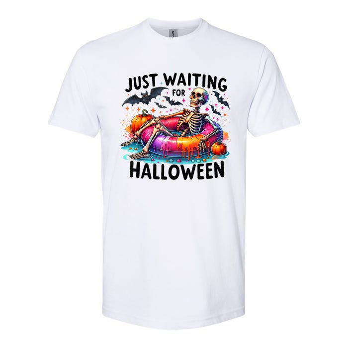 Just Waiting For Halloween Funny Skeleton Spooky Vibe Summer Gift Softstyle CVC T-Shirt