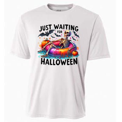 Just Waiting For Halloween Funny Skeleton Spooky Vibe Summer Gift Cooling Performance Crew T-Shirt