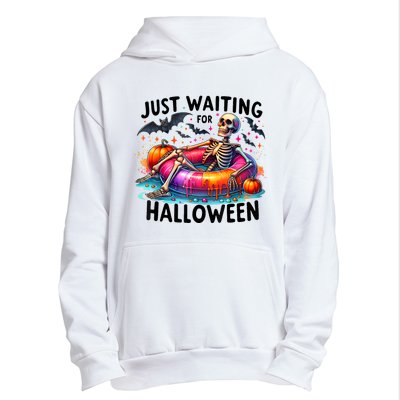 Just Waiting For Halloween Funny Skeleton Spooky Vibe Summer Gift Urban Pullover Hoodie