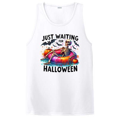 Just Waiting For Halloween Funny Skeleton Spooky Vibe Summer Gift PosiCharge Competitor Tank