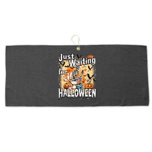 Just Waiting For Halloween Funny Skeleton Halloween Costume Cute Gift Large Microfiber Waffle Golf Towel