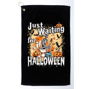 Just Waiting For Halloween Funny Skeleton Halloween Costume Cute Gift Platinum Collection Golf Towel