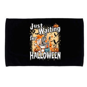 Just Waiting For Halloween Funny Skeleton Halloween Costume Cute Gift Microfiber Hand Towel