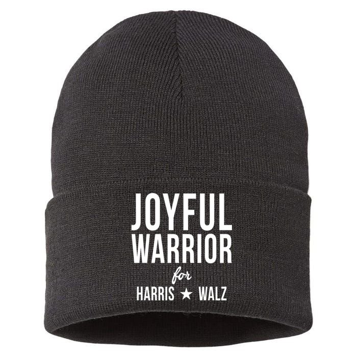 Joyful Warrior For Kamala Harris Tim Walz 2024 Sustainable Knit Beanie