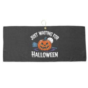 Just Waiting For Halloween Gift Large Microfiber Waffle Golf Towel