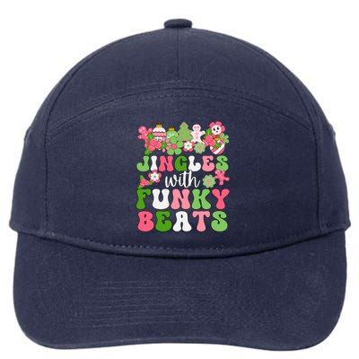 Jingle With Funky Beats Christmas Music Groovy Retro Pink Gift 7-Panel Snapback Hat