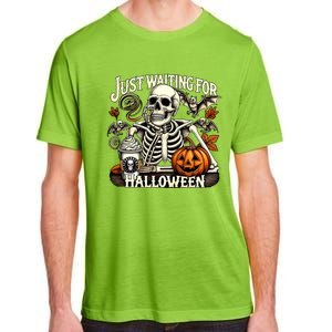 Just Waiting For Halloween Skeleton Coffee Spooky Season Gift Adult ChromaSoft Performance T-Shirt