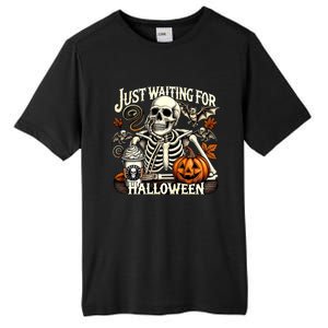 Just Waiting For Halloween Skeleton Coffee Spooky Season Gift Tall Fusion ChromaSoft Performance T-Shirt