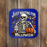 Just Waiting For Halloween Skeleton Coffee Spooky Season Gift Coaster