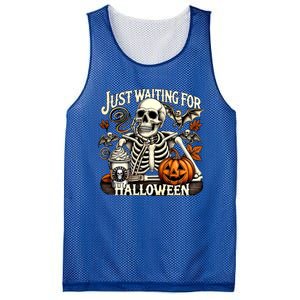 Just Waiting For Halloween Skeleton Coffee Spooky Season Gift Mesh Reversible Basketball Jersey Tank