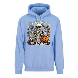 Just Waiting For Halloween Skeleton Coffee Spooky Season Gift Unisex Surf Hoodie