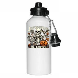 Just Waiting For Halloween Skeleton Coffee Spooky Season Gift Aluminum Water Bottle