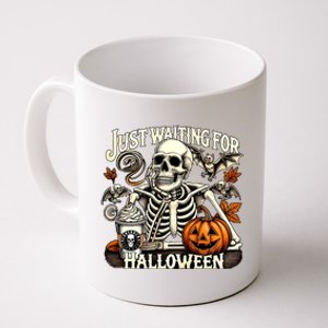 Just Waiting For Halloween Skeleton Coffee Spooky Season Gift Coffee Mug