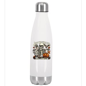 Just Waiting For Halloween Skeleton Coffee Spooky Season Gift Stainless Steel Insulated Water Bottle