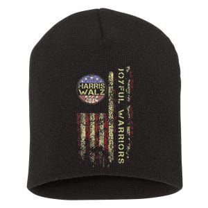 Joyful Warrior For Kamala Harris Tim Walz 2024 Short Acrylic Beanie