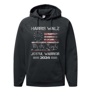 Joyful Warrior For Kamala Harris Tim Walz 2024 Performance Fleece Hoodie