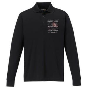 Joyful Warrior For Kamala Harris Tim Walz 2024 Performance Long Sleeve Polo