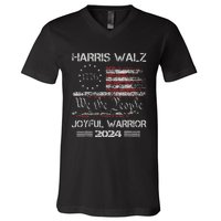 Joyful Warrior For Kamala Harris Tim Walz 2024 V-Neck T-Shirt