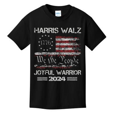 Joyful Warrior For Kamala Harris Tim Walz 2024 Kids T-Shirt