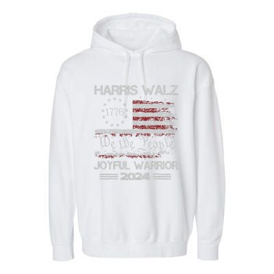 Joyful Warrior For Kamala Harris Tim Walz 2024 Garment-Dyed Fleece Hoodie