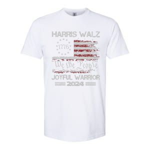 Joyful Warrior For Kamala Harris Tim Walz 2024 Softstyle CVC T-Shirt