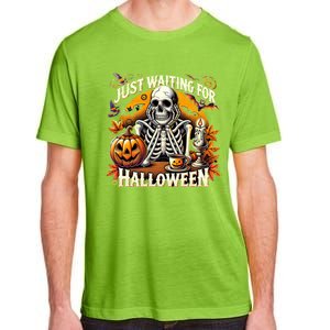 Just Waiting For Halloween Skeleton Coffee Spooky Season Gift Adult ChromaSoft Performance T-Shirt