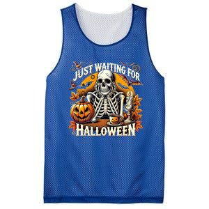 Just Waiting For Halloween Skeleton Coffee Spooky Season Gift Mesh Reversible Basketball Jersey Tank