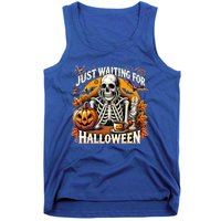 Just Waiting For Halloween Skeleton Coffee Spooky Season Gift Tank Top