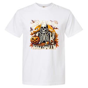 Just Waiting For Halloween Skeleton Coffee Spooky Season Gift Garment-Dyed Heavyweight T-Shirt