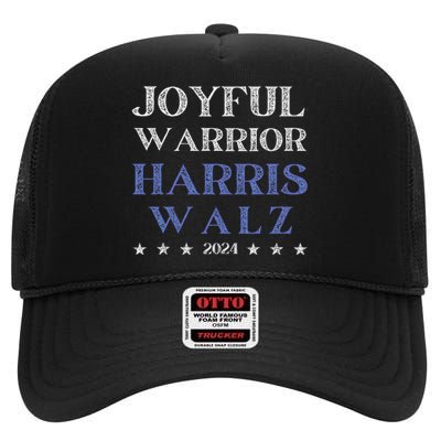 Joyful Warrior For Kamala Harris Tim Walz Waltz 2024 High Crown Mesh Back Trucker Hat