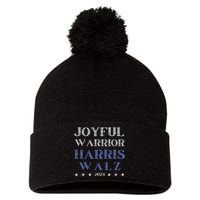 Joyful Warrior For Kamala Harris Tim Walz Waltz 2024 Pom Pom 12in Knit Beanie