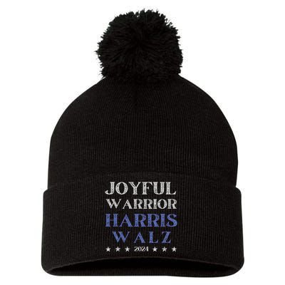 Joyful Warrior For Kamala Harris Tim Walz Waltz 2024 Pom Pom 12in Knit Beanie