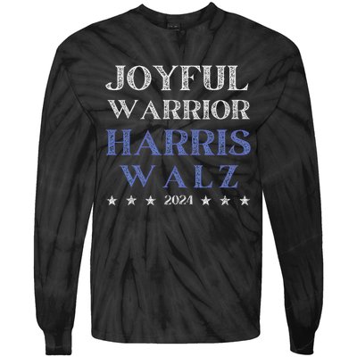 Joyful Warrior For Kamala Harris Tim Walz Waltz 2024 Tie-Dye Long Sleeve Shirt