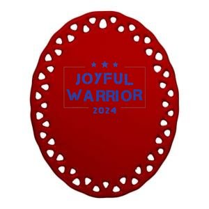 Joyful Warrior For Kamala Harris Walz Funny Retro Political Ceramic Oval Ornament