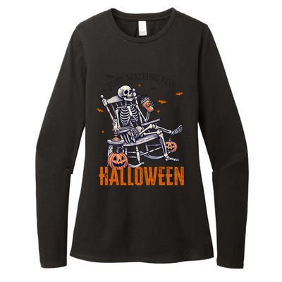 Just Waiting For Halloween Skeleton Halloween Party Matching Gift Womens CVC Long Sleeve Shirt