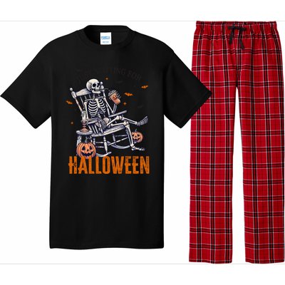 Just Waiting For Halloween Skeleton Halloween Party Matching Gift Pajama Set