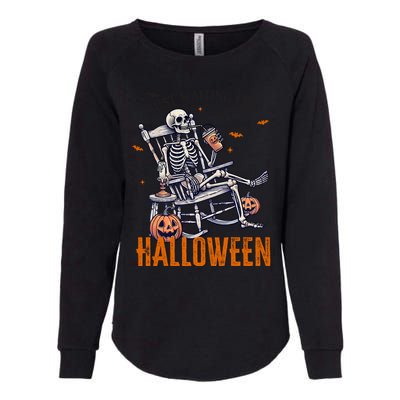 Just Waiting For Halloween Skeleton Halloween Party Matching Gift Womens California Wash Sweatshirt