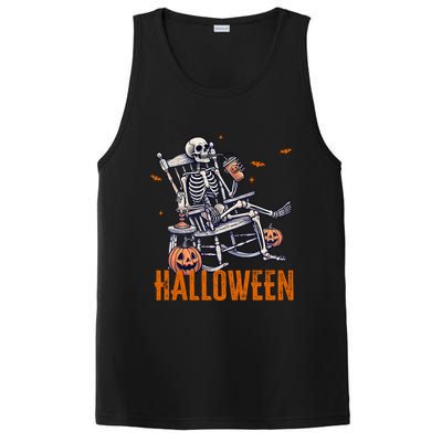 Just Waiting For Halloween Skeleton Halloween Party Matching Gift PosiCharge Competitor Tank