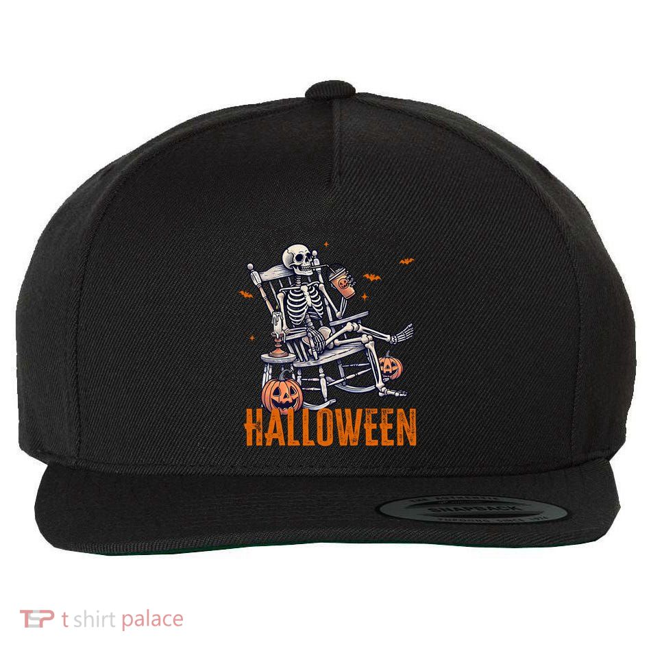 Just Waiting For Halloween Skeleton Halloween Party Matching Gift Wool Snapback Cap