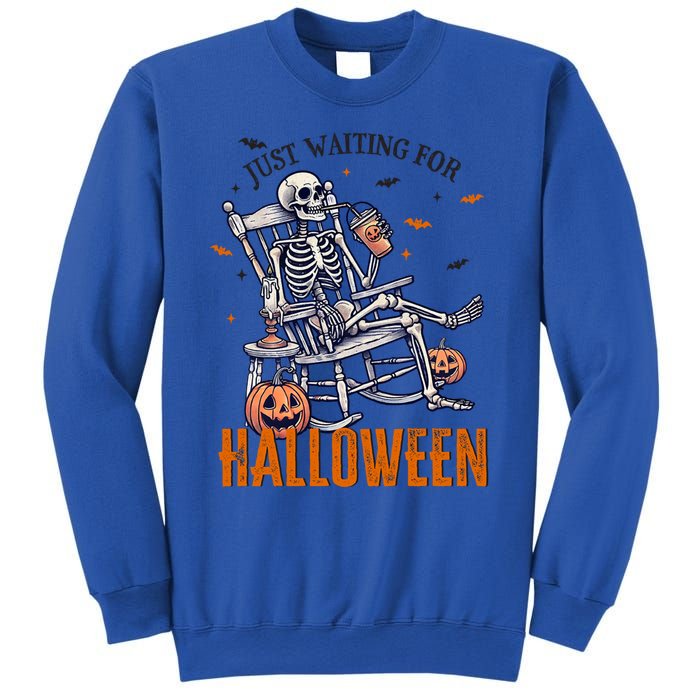 Just Waiting For Halloween Skeleton Halloween Party Matching Gift Sweatshirt